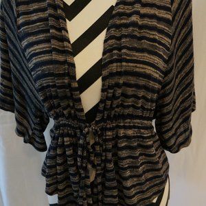 Bell Sleeve Cardigan with Embroidered Back